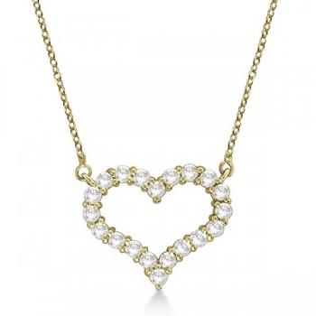 Open Heart Lab Grown Diamond Pendant Necklace 14k Yellow Gold (2.00ct)