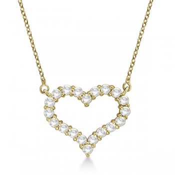 Open Heart Lab Grown Diamond Pendant Necklace 14k Yellow Gold (3.10ct)