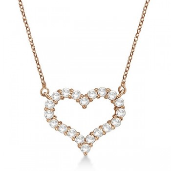 Open Heart Diamond Pendant Necklace 14k Rose Gold (2.00ct)