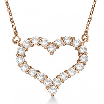 Open Heart Diamond Pendant Necklace 14k Rose Gold (3.10ct)