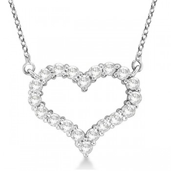 Open Heart Diamond Pendant Necklace 14k White Gold (2.00ct)