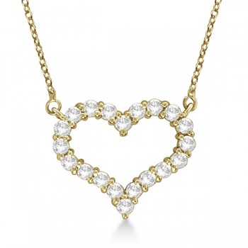 Open Heart Diamond Pendant Necklace 14k Yellow Gold (0.50ct)