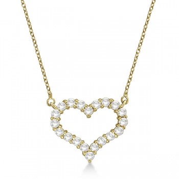 Open Heart Diamond Pendant Necklace 14k Yellow Gold (0.50ct)