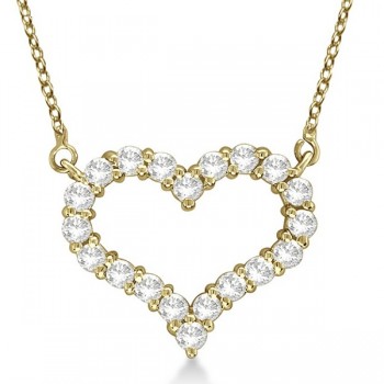Open Heart Diamond Pendant Necklace 14k Yellow Gold (2.00ct)