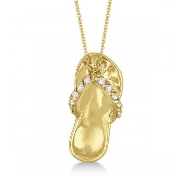 Flip Flop Shaped Lab Grown Diamond Pendant Necklace 14k Yellow Gold (0.15ct)