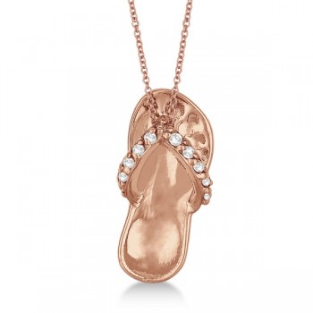 Flip Flop Shaped Diamond Pendant Necklace 14k Rose Gold (0.15ct)