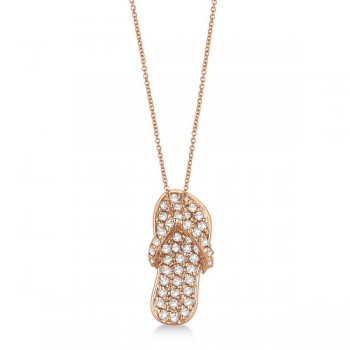 Lab Grown Diamond Flip Flop Pendant Necklace 14k Rose Gold (0.50ct)