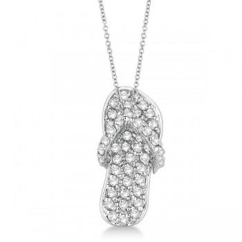 Lab Grown Diamond Flip Flop Pendant Necklace 14k White Gold (0.50ct)