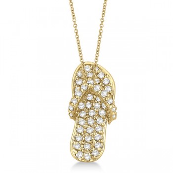 Diamond Flip Flop Pendant Necklace 14k Yellow Gold (0.50ct)