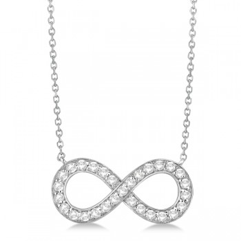 Pave Diamond Infinity Twist Pendant Necklace 14k White Gold (1.02ct)