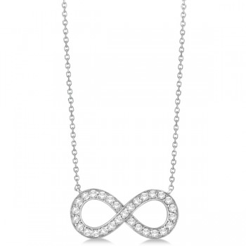 Pave Diamond Infinity Twist Pendant Necklace 14k White Gold (1.02ct)