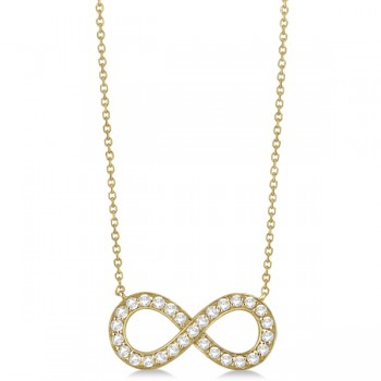 Pave Diamond Infinity Twist Pendant Necklace 14k Yellow Gold (1.02ct)