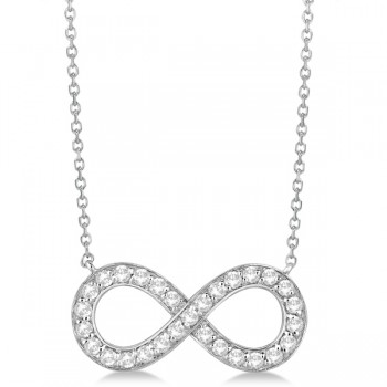 Pave Diamond Infinity Twist Pendant Necklace 14k White Gold (0.37ct)