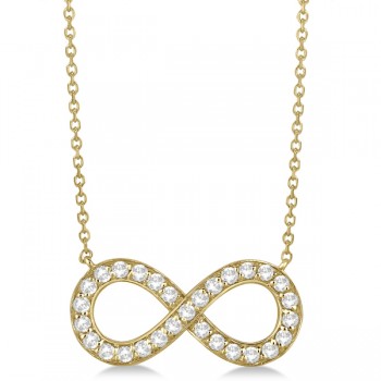 Pave Diamond Infinity Twist Pendant Necklace 14k Yellow Gold (0.37ct)