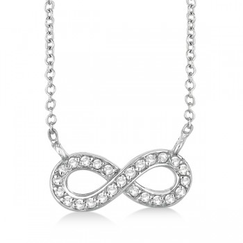 Pave-Set Diamond Infinity Pendant Necklace 14K White Gold (0.20ct)