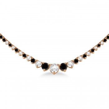 Graduated Eternity Black & Lab White Diamond Tennis Necklace 14k Rose Gold (5.25ct)