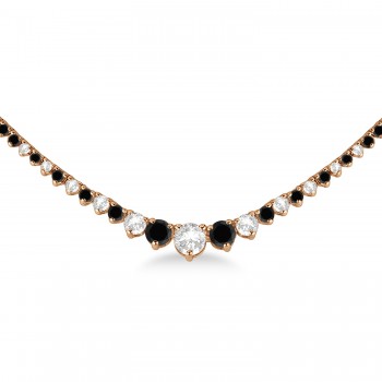 Graduated Eternity Black & White Diamond Tennis Necklace 14k Rose Gold (5.25ct)