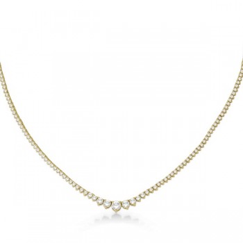 Graduated Eternity Diamond Tennis Necklace 14k Yellow Gold (5.25ct)
