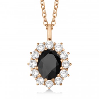 Oval Onyx and Diamond Pendant Necklace 14k Yellow Gold (3.60ctw)