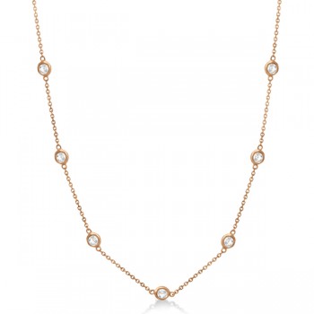 Diamond Station Necklace Bezel-Set 14K Rose Gold (0.15ct)