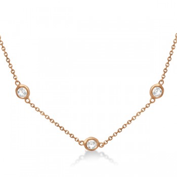 Diamond Station Necklace Bezel-Set 14K Rose Gold (0.25ct)