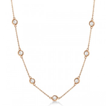 Diamond Station Seven Stone Bezel-Set Necklace 14k Rose Gold (2.00ct)