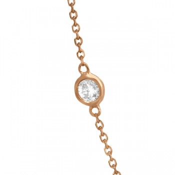 Diamond Station Three Stone Bezel-Set Necklace 14k Rose Gold (1.00ct)