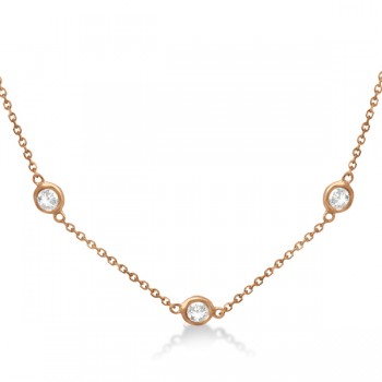 Lab Grown Diamond Station Seven Stone Bezel-Set Necklace 14k Rose Gold (5.00ct)