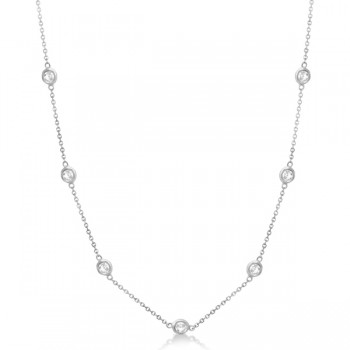 Diamond Station Necklace Bezel-Set 14K White Gold (0.25ct)