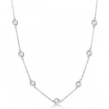 Diamond Station Seven Stone Bezel-Set Necklace 14k White Gold (2.00ct)