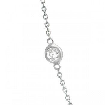 Diamond Station Three Stone Bezel-Set Necklace 14k White Gold (0.75ct)