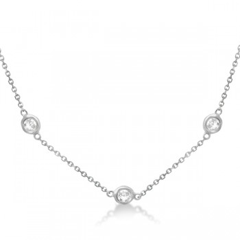 Diamond Station Seven Stone Bezel-Set Necklace 14k White Gold (5.00ct)