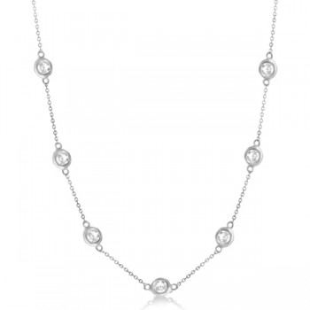 Lab Grown Diamond Station Seven Stone Bezel-Set Necklace 14k White Gold (5.00ct)