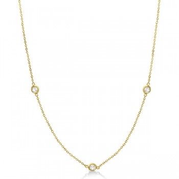 Diamond Station Three Stone Bezel-Set Necklace 14k Yellow Gold (0.50ct)