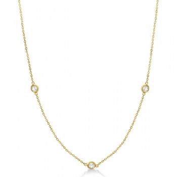 Diamond Station Three Stone Bezel-Set Necklace 14k Yellow Gold (0.50ct)