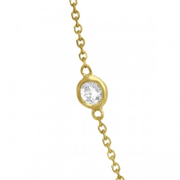 Diamond Station Three Stone Bezel-Set Necklace 14k Yellow Gold (0.50ct)