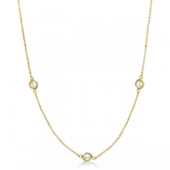 Diamond Station Three Stone Bezel-Set Necklace 14k Yellow Gold (1.00ct)