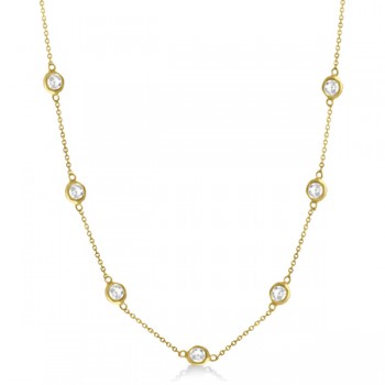 Diamond Station Seven Stone Bezel-Set Necklace 14k Yellow Gold (3.00ct)