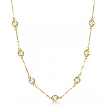 Diamond Station Seven Stone Bezel-Set Necklace 14k Yellow Gold (5.00ct)