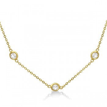 Lab Grown Diamond Station Seven Stone Bezel-Set Necklace 14k Yellow Gold (5.00ct)