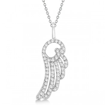 Diamond Angel Wing Pendant Necklace 14k White Gold (0.28ct)