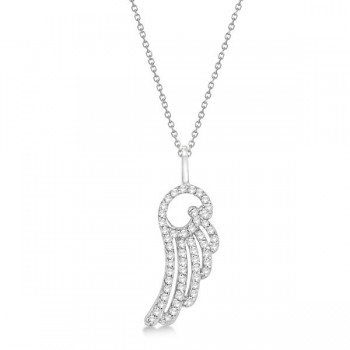 Diamond Angel Wing Pendant Necklace 14k White Gold (0.28ct)