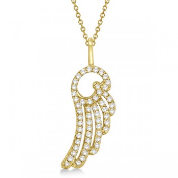 Diamond Angel Wing Pendant Necklace 14k Yellow Gold (0.28ct)
