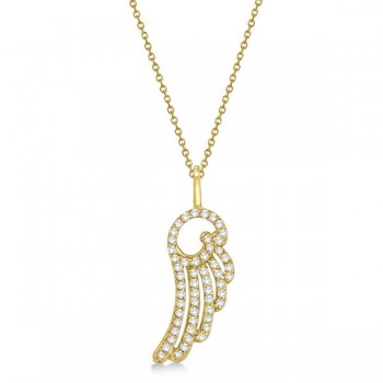 Diamond Angel Wing Pendant Necklace 14k Yellow Gold (0.28ct)