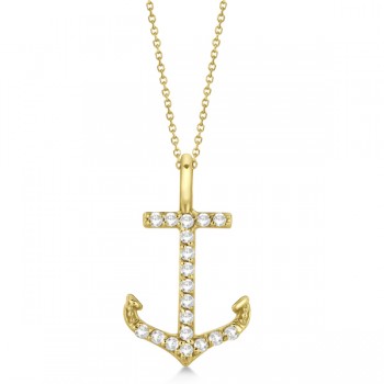 Anchor Diamond Pendant Necklace 14K Yellow Gold (0.10ct)