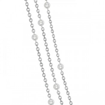 Three-Strand Diamond Station Necklace in 14k White Gold (1.40ct)