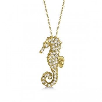 Diamond Seahorse Pendant Necklace 14k Yellow Gold (0.29ct)