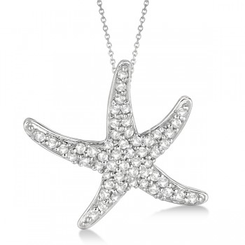 Lab Grown Diamond Starfish Pendant Necklace 14k White Gold (0.55ct)