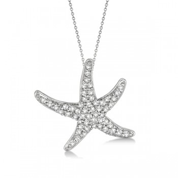 Lab Grown Diamond Starfish Pendant Necklace 14k White Gold (0.55ct)