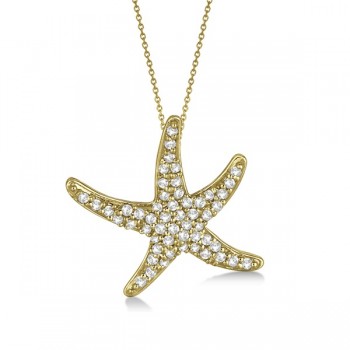 Diamond Starfish Pendant Necklace 14k Yellow Gold (0.55ct)